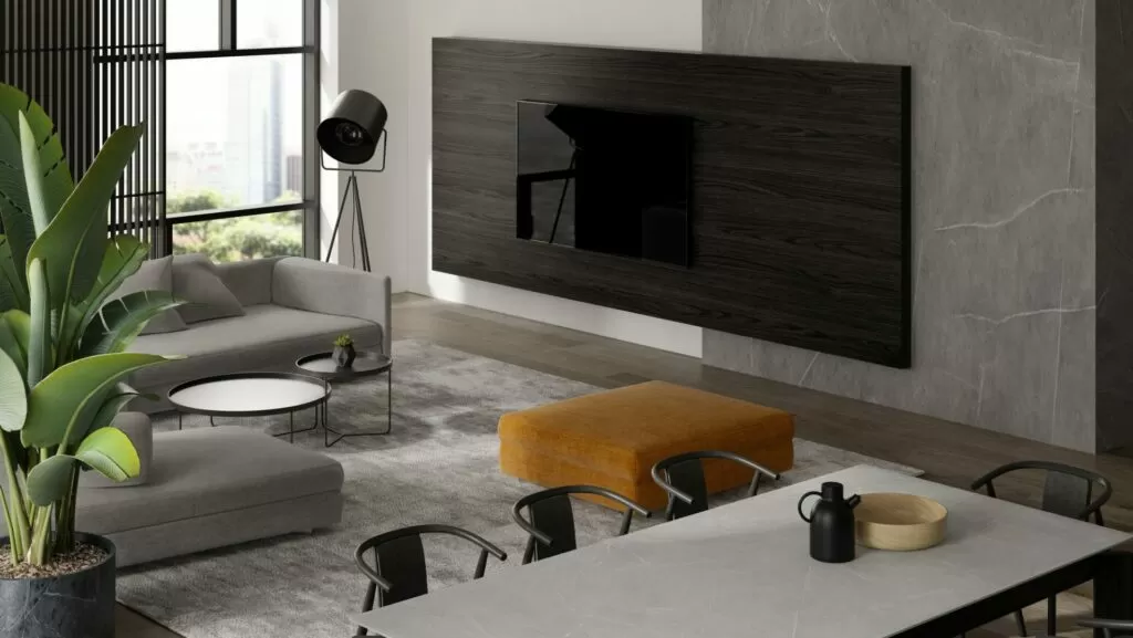 exemplo de decoração escandinava para sala de TV